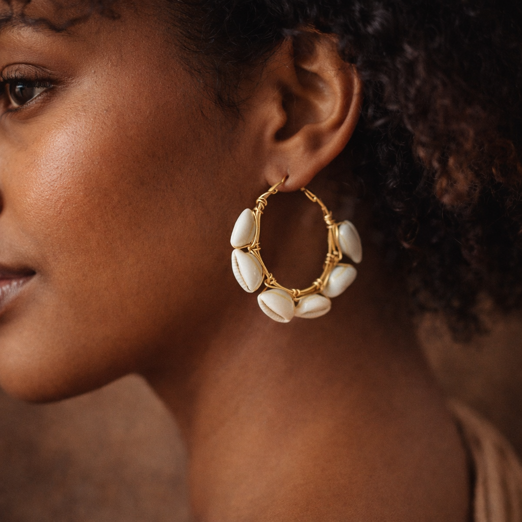 Cowrie Shell hoops